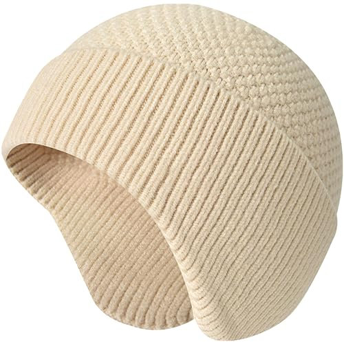 VIAUMBR Wintermütze Herren haube strickmütze Kopfbedeckung Mütze Damen Winter Unisex warme Dicke Skimütze (37 Beige)