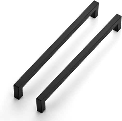 Ravinte 10 Pack Kitchen Door Handles Black Handles for Cupboards 256mm Cupboard Handles Kitchen Cabinet Handles Square Bar Wardrobe Handles Cabinet Door Handles Drawer Handle, UKFX256HS10