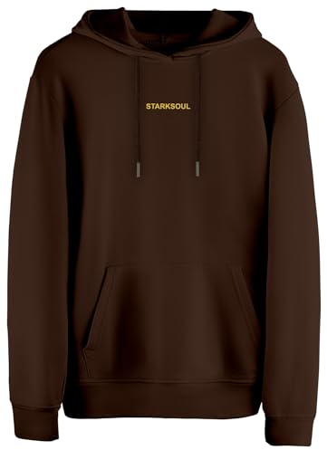 STARK SOUL Hoodie - Kapuzen-Sweater Embossed Unisex | Baumwolle 270 GSM - innen angeraut - French Terry | Braun, Gr. XL