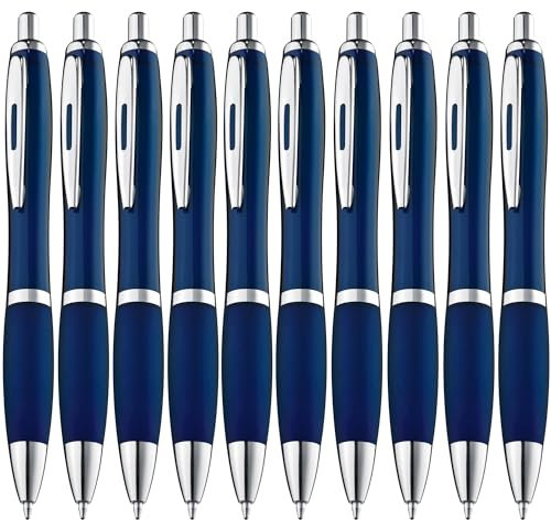 ZENSCRIBE® Ergonomischer Kugelschreiber 50 Stück, Premium Set Hochwertig, Rutschfester Kulli für Einfaches & Weiches Schreiben, Blauschreibend