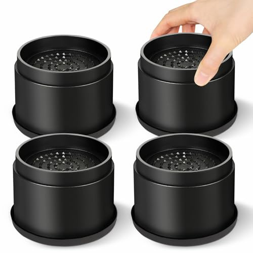 MixDora Rialzi per letto, 5 cm, rotondi, impilabili, antiscivolo, per sedie, divani, tavoli, set di 4 pezzi, nero (confezione da 4 pezzi)