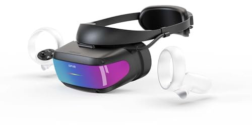 DPVR E4 VR Brille, VR Headset, PCVR Headset mit Controller, Virtual Reality Headset für PC-Spiele, unterstützt SteamVR