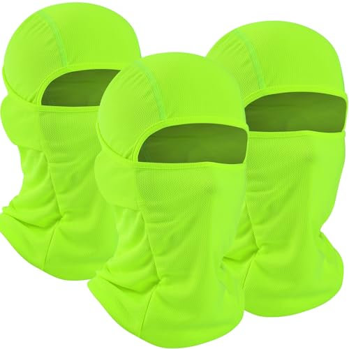 WTACTFUL 3 Stück Sturmhaube Motorrad Balaclavas Skimaske Motorradmaske Fahrrad Gesichtsmaske für Herren Damen Winter Sommer Fluoreszierendes Grün