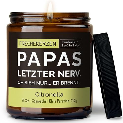Lustige Citronella Kerze mit Spruch für Papa | Handgemacht aus Sojawachs | In Geschenkbox | Originelles Valentinsgeschenk | Geschenkidee Geburtstag Vater, Bester Papap zum Vatertag