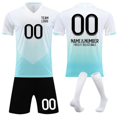 LILIHOT Personalisierte Trikot Geschenke Für Männer Fussballfan Kinder Fußball Trikot Set Gr. 122 Fußball Trikot Kinder Grün Personalisiert Fussball Geschenke Mädchen(#G White)