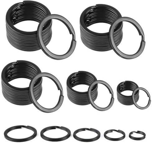 TIANCONGYUN Lot de 76 anneaux porte-clés ronds en acier inoxydable - 30 mm, 28 mm, 25 mm, 20 mm, 15 mm - Pour voiture, maison, clés