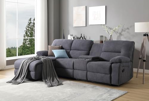 Möbelmeister M&M Moderne Ecksofa Couch mit Chaiselongue in Dunkel-Blau | Komfort und Stil für Ihr Wohnzimmer Dunkel-Blau