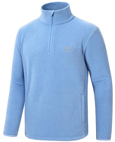 Bassdash Giacca da uomo con zip a un quarto di peso medio Pullover in pile polare Felpa da esterno calda e traspirante a maniche lunghe