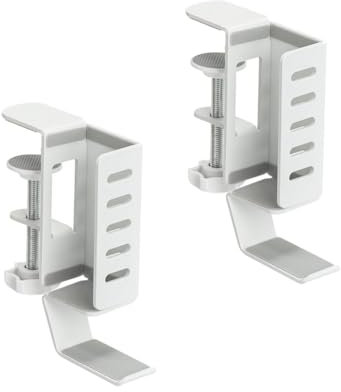 Tiudium Desk Side Vertical Laptop Stand, No Drill Laptop Desktop Mount, Clamp On Desk, White
