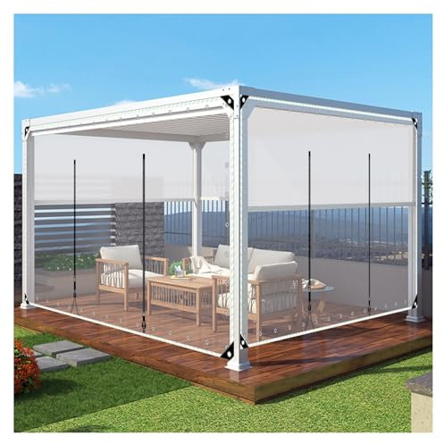 Rideaux de bâche en PVC transparent imperméable avec fermeture éclair pour porte - Résistant au froid - Pour garage, terrasse, tonnelle, porche, extérieur - 1,8 x 2 m