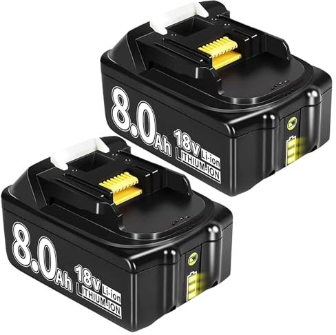 2 Stück 8.0Ah Li-ion Akkus für Makita Akku 18V, Kompatibel mit Makita 18V Akku, Kompatibel mit Makita Akku BL1860B BL1850B BL1840 BL1830 BL1860B BL1815 BL1835 BL1860B BL1845 BL1850 194205-3 LXT-400