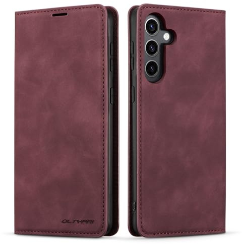 QLTYPRI Hülle für Samsung Galaxy A16 4G/5G, Premium Lederhülle, Weinrot | Retro PU Leder Klapphülle, Handyhülle mit 3 Kartenfächer, Standfunktion, Weicher Dünne TPU-Rahmen, Stoßfeste Flip Wallet Case