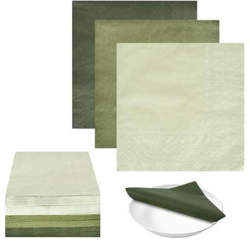 120 pcs Green Paper Napkins, 33x33cm Green Serviettes Party Napkins, Square Napkins Cocktail Napkins Luncheon Napkins for Party, Wedding, Family Gathering