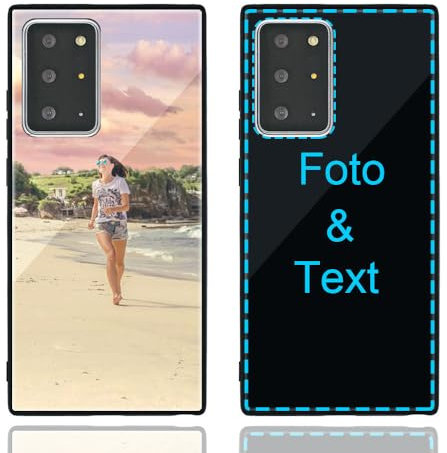MXCUSTOM Personalisierte Handyhülle für Samsung Galaxy Note 20 Ultra 5G, Benutzerdefiniert Gehärtetes Glas Weicher Stoßfänger Hülle mit Eigenem Foto Bild Text Individuelle Schutzhülle(GHS-BK-P1A)