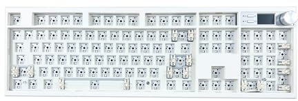 BOYI GMK104 Barebones Keyboard,VIA Programable Gasket Mounted BT5.0/2.4GHz/Type-C Wired 100% Full Size Hot-Swap RGB Custom DIY Mechanical Keyboard Kit with Screen&Knob(White)