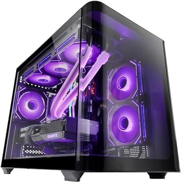 Mars Gaming MC-FUSIONM, Case Gaming Micro-ATX, Finestra Laterale e Frontale Curvo in Vetro Temperato, Minitower PC Doppia Camera, Supporto Raffreddamento a Liquido, Spazio Interno Ottimizzato, Nero