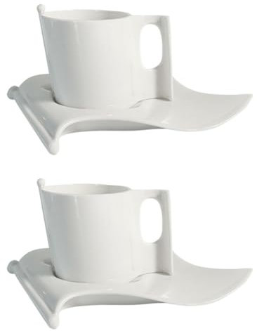 Amosfun 2 Sätze Kreative Kaffeetasse und Untertasse smarte Tasse Reisekaffeetasse Getränkehalter Milchbecher Kaffeetasse mit Untertasse Teetasse aus Keramik Kaffeetasse Untertasse Weiß