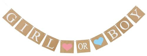 BOY OR GIRL Banner Baby Shower Dekorationen, Geschlecht Enthüllen Wimpelkette Flagge Hintergrund Baby Geschlecht Show Party Gastgeschenke Schwangerschaft Ankündigung Hintergrund (A)