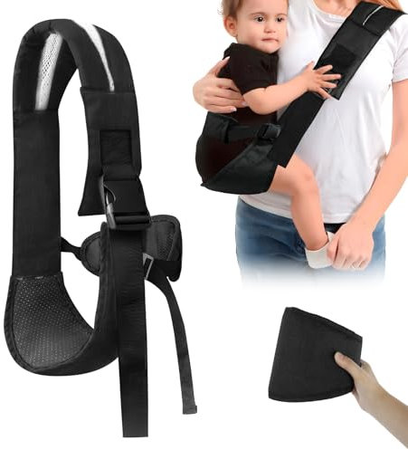 Porte Bebe Lateral, Portable Porte Bébé Réglables Portage Bébé Respirant Porte Bébé Randonnée Sling Bébé Porte Bebe Hanche pour Tout-Petits Jusqu'à 25 KG, 1 Pièce, Noir