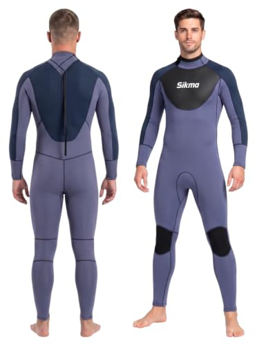 Sikma Men’s Wetsuit 3mm Neoprene Surfing Diving Suit Full Sleeves Back Zip Full Body Suit Flexible and Comfortable Perfect for Swimming, Scuba Diving, Snorkeling