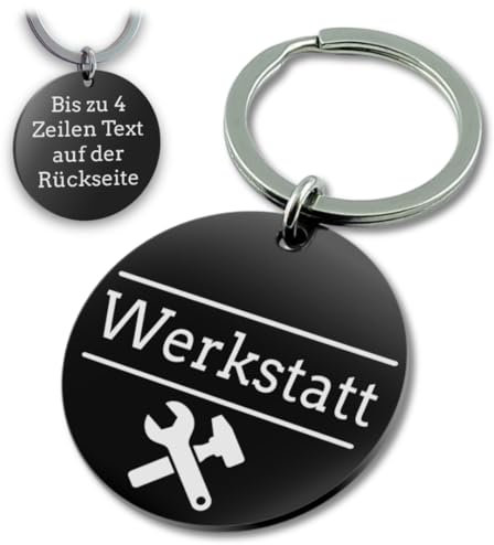 SanJuve Schlüsselanhänger Edelstahl Schwarz – Gravur mit Wunschtext & Symbol – Alltag & Beruf