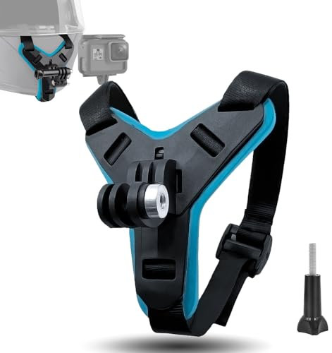 Motorradhelm Halterung Helmhalterung Chin Mount Blau mit 1 Schraube für GoPro Hero 13/12/11/10/9/8/7/6/5, für Osmo Action, für Session, für SJCAM