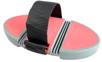 Gummi Striegel Massagebürste mit Klettverschluss Flexibel Ergonomische für Pferd Putzzeug (Coral Pink Grau)