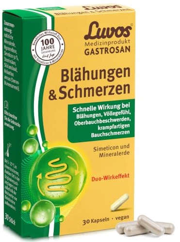 Luvos Heilerde Gastrosan - Bei Blähungen und Völlegefühl - 30 Kapseln | Medizinprodukt, bei Bauchdruck, natürliche Mineralerde, Duo-Wirkstoff, vegan, glutenfrei, laktosefrei, ab 12 Jahren