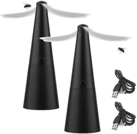 2pcs Abanicos Para Moscas Para Mesas, Ventilador Portátiles Repelente Demoscas USB Recargable, Repelente Moscas, Ventiladores Antimoscas Mesa, VentiladoreMesa Aspas SuavesRepelen Insectos Voladores