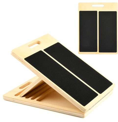 BOPEUY SchräGbrett Wadendehner, Wooden Slant Board mit 5 Winkeln Verstellbar, Anti-Rutsch Geneigte SchräGbrett, Wadendehner Holz mit Tragegriff, Wadendehners aus Holz, für übung Körper Gleichgewicht