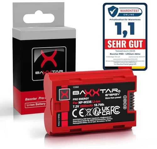 Baxxtar NP-W235 Batteria 2600mAh con custodia protettiva e sensore NTC compatibile con Fuji Fujifilm GFX50s GFX100 II GFX100RF X-H2 X-H2S X-S20 X-T4 X-T5 NPW235 NP W235