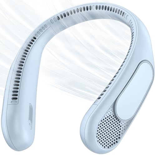 anysun Ventilador de Cuello, Ventilador Portatil con 66 Salidas de Aire, Flujo 360°, 4 Velocidades, 6000mAh Recargable USB, Ventilador Manos Libres Ligero y Cómodo para Oficina, Viaje y Trayecto