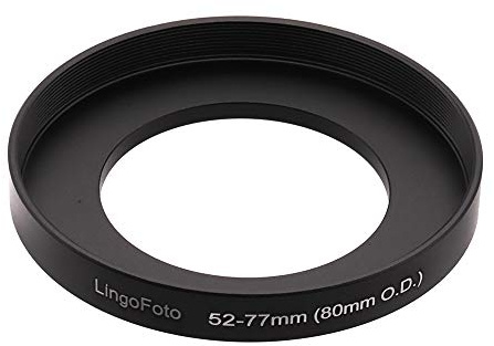Step Up Ring, 1 Stück, Ø 49/52/55/58/60/67/72/77/82 auf 77 mm Durchmesser, Ultra Slim Design, Aluminium Einfassung, Adapter Ring, Filteradapter Stepup Kamera, Step-Up Objektiv Camera (52-77mm)