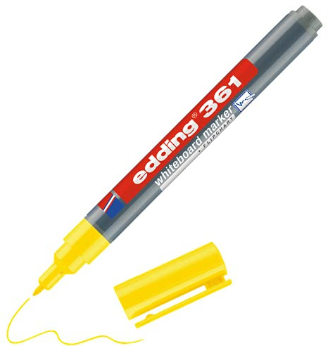 edding 361 Whiteboardmarker - gelb - 1 Whiteboard Stift - Rundspitze 1 mm - Boardmarker abwischbar - für Whiteboard, Flipchart, Magnettafel, Pinnwand, Memoboard - Sketchnotes