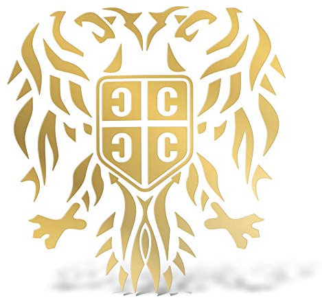 Erreinge Serbien Aufkleber Eagle-Gold-Schriftzug in PVC-Wandwand-Aufkleber für Helm Auto Moto Camper Laptop - 20 Cm