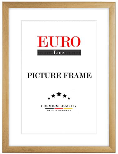 EUROLine Holz Bilderrahmen 60 x 90 cm Gold Gewischt mit Antireflex-Acrylglas für | Foto | Poster | Puzzle Rahmen