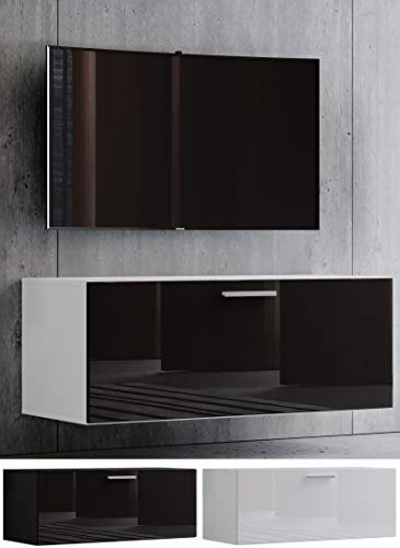 VCM TV Wand Board Schrank Tisch Fernseh Lowboard Wohnwand Regal Wandschrank Hängend Schwarz 40 x 115 x 36 cm Fernso