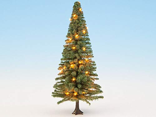 NOCH Beleuchteter Weihnachtsbaum, mit 30 LEDs, 12 cm hoch für Modellbau Winterlandschaften geeignet für Spurweiten 0, H0, TT