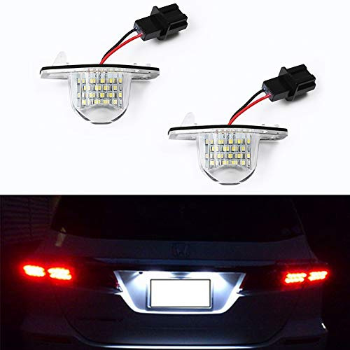 GemPro 2Pcs LED License Plate Light Lamp Assembly For Honda Jazz Crosstour Odyssey Stream Insight HR-V FR-V CR-V Edix, Powered by 18SMD Xenon White LED Lights