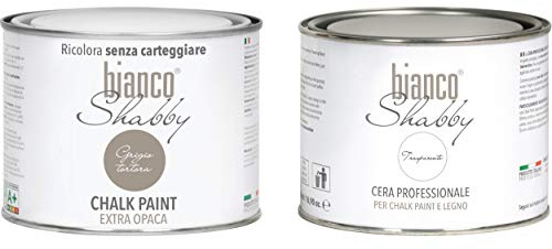 CHALK PAINT & CERA NEUTRA - Peinture Shabby Chic + Cire Professionnelle, gris