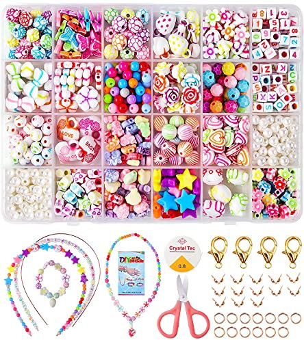 Armbänder Selber Machen Kinder, Perlensets Für Mädchen , Kinder Ab 3-9, 24 Gitter Bunte Perlen Zum Auffädeln