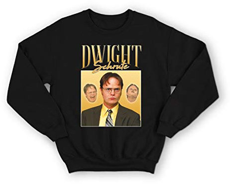 Sanfran Clothing Dwight Schrute Homage Funny Office TV Show Vintage Retro 90's Jumper Sweatshirt 5XL / Black