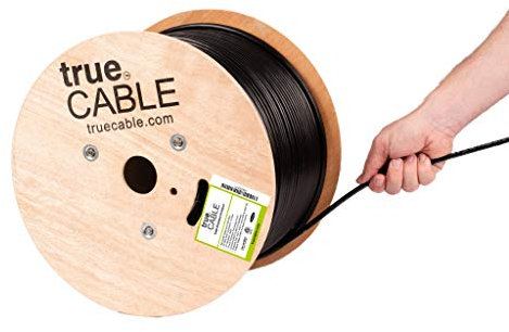 trueCABLE Cat6 Outdoor, Shielded F/UTP, 500ft, UV Resistant, Aerial CMX Rated, Black, 23AWG Solid Bare Copper, 550MHz, PoE++ (4PPoE), ETL Listed, Bulk Ethernet Cable