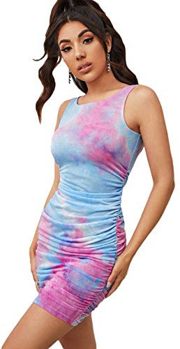 Floerns Robe courte moulante sans manches pour femme - multicolore - Taille M
