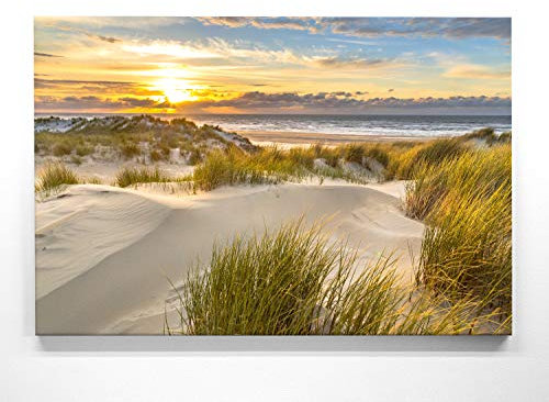 Atemberaubende Nordsee Bilder als XXL Leinwand-Wandbild 200cm x 150cm, Motiv Niederlande, Dünen & Küste. EIN Panorama-Bild für Wohnzimmer, Schlafzimmer. Fertig aufgespannt auf 4cm Holz-Keilrahmen