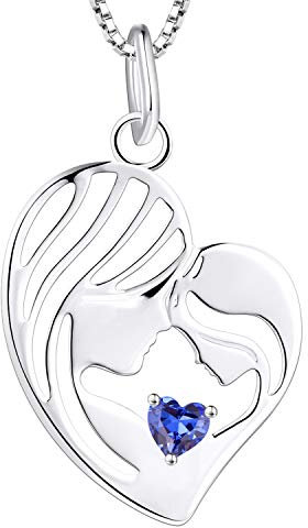 YL Mutter und Tochter Kette 925 Sterling Silber Dezember Geburtsstein Tansanit Zirkonia Herz Anhänger Halskette Geschenke für Mutter Damen, 45-48 CM
