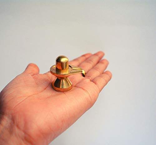 Messing-Skulptur Shiva Shiv Parivar Murti Idol Familie Statue Messing Dekorative Anbetung Lord Shankar Ganesh Parvati & Shiv Lingam Hindu-Götter für Gottheit (Messing Shivling 3,2 cm)