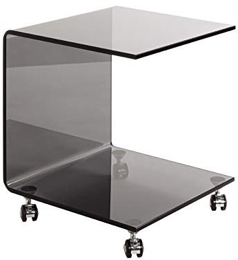 Haku Möbel Table Basse Sur Roulettes, Verre 12 Mm, Gris, L 42 X P 42 X H 49 cm