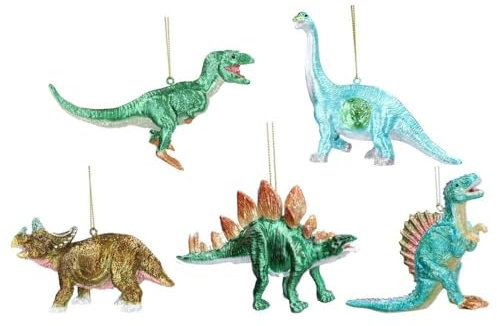 Gisela Graham Dinosaur Christmas Tree Decorations (Set of 5)