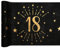 Tischläufer Tischdecke 18 zum 18. Geburtstag in schwarz & gold mit Sternen Geburtstags-Deko Geburtstags-Feier Tisch-Dekoration Geburtstag 18. Geburtstag Mann & Frau Volljährigkeit 1 Rolle = 5m